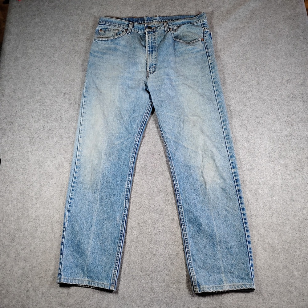 Vintage Levis 505 Regular Fit Jeans Mens 36x30 Made in USA Light Wash Blue Denim